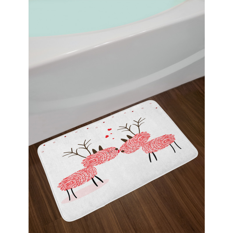 Reindeer with Finger Prints Bath Mat