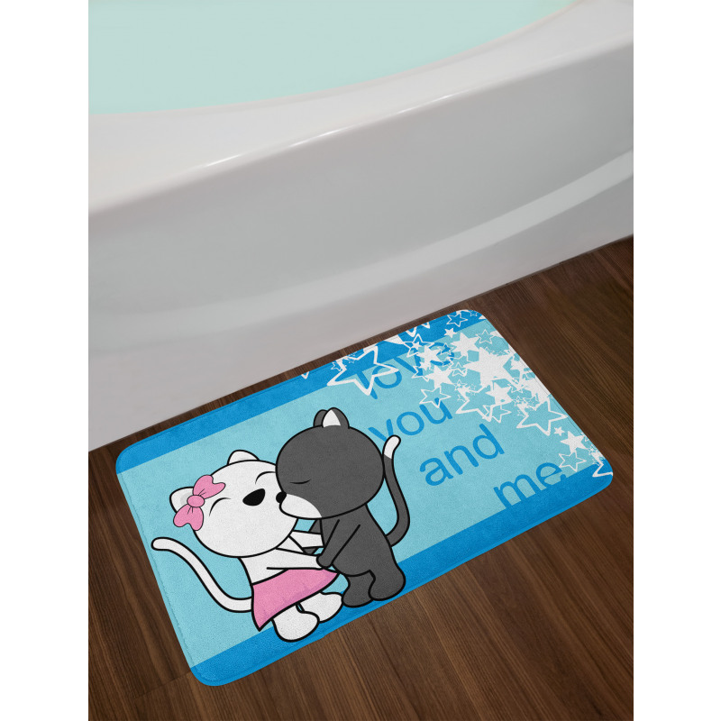 Love You and Me with Cats Bath Mat