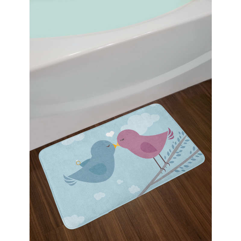 Simple Birds Romance Doodle Bath Mat