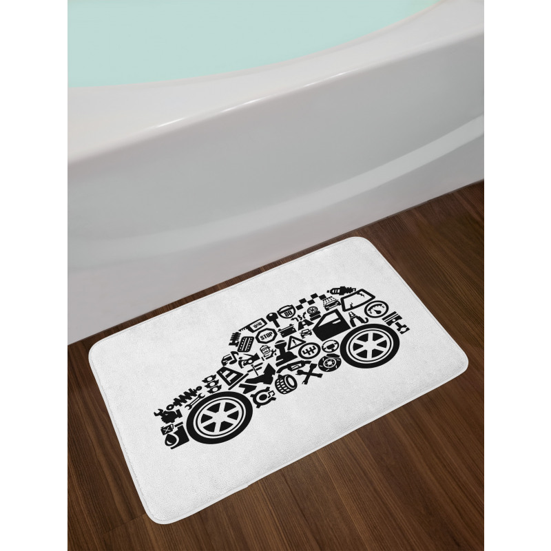 Car Shape Pictograms Bath Mat