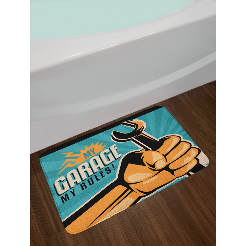 Retro Holding Wrench Bath Mat