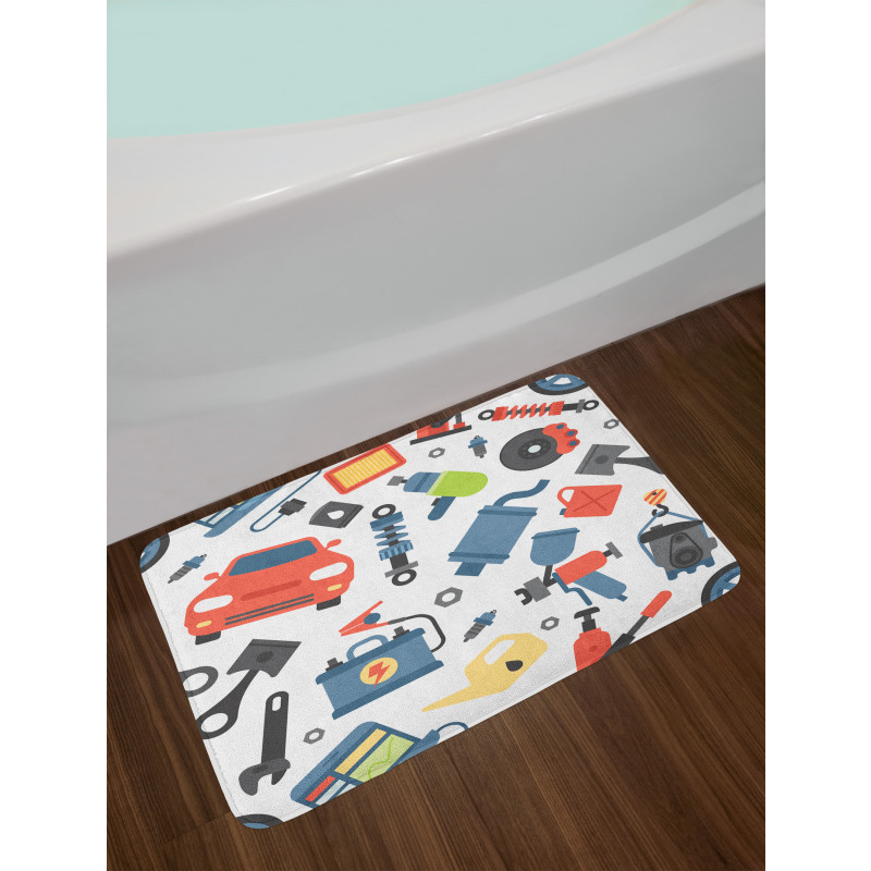 Car Repair Elements Bath Mat