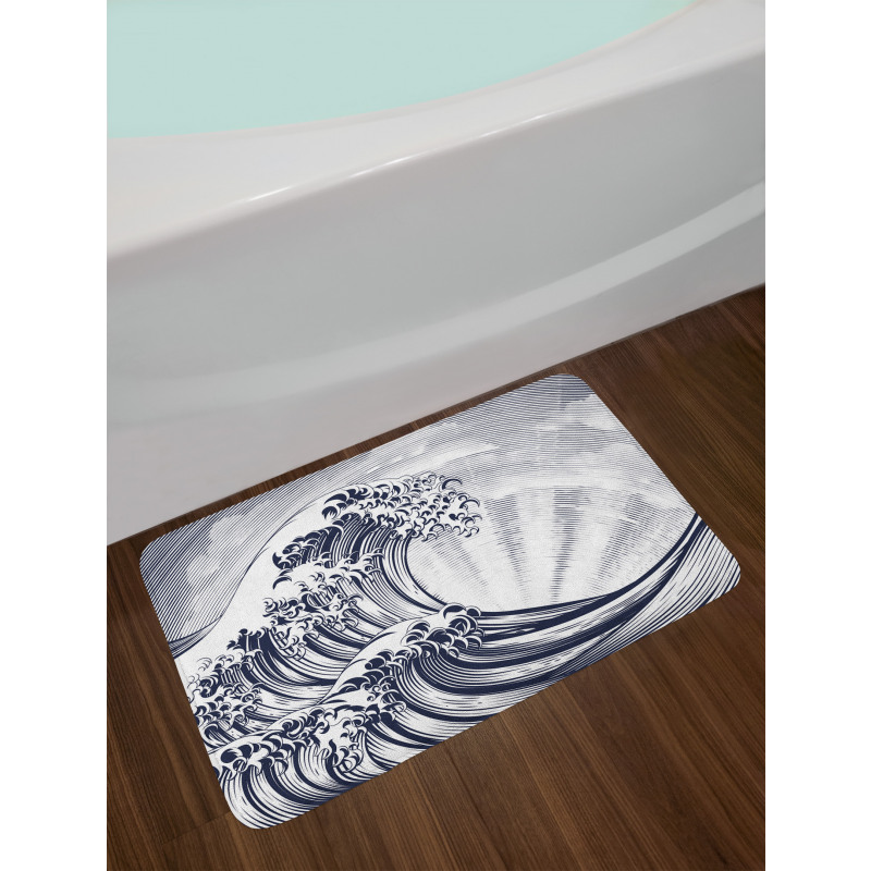 Oriental Japanese Waves Bath Mat