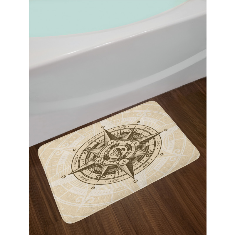 Vintage Nautical Windrose Bath Mat