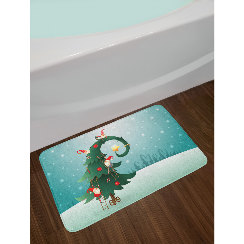 Christmas and Gnomes Bath Mat