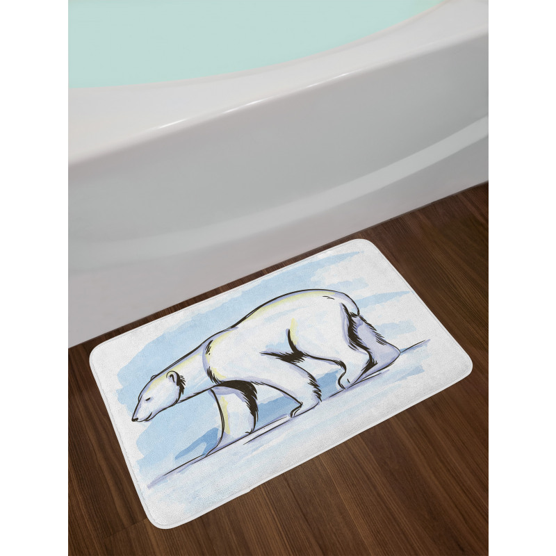 Pencil Sketch Polar Bear Bath Mat