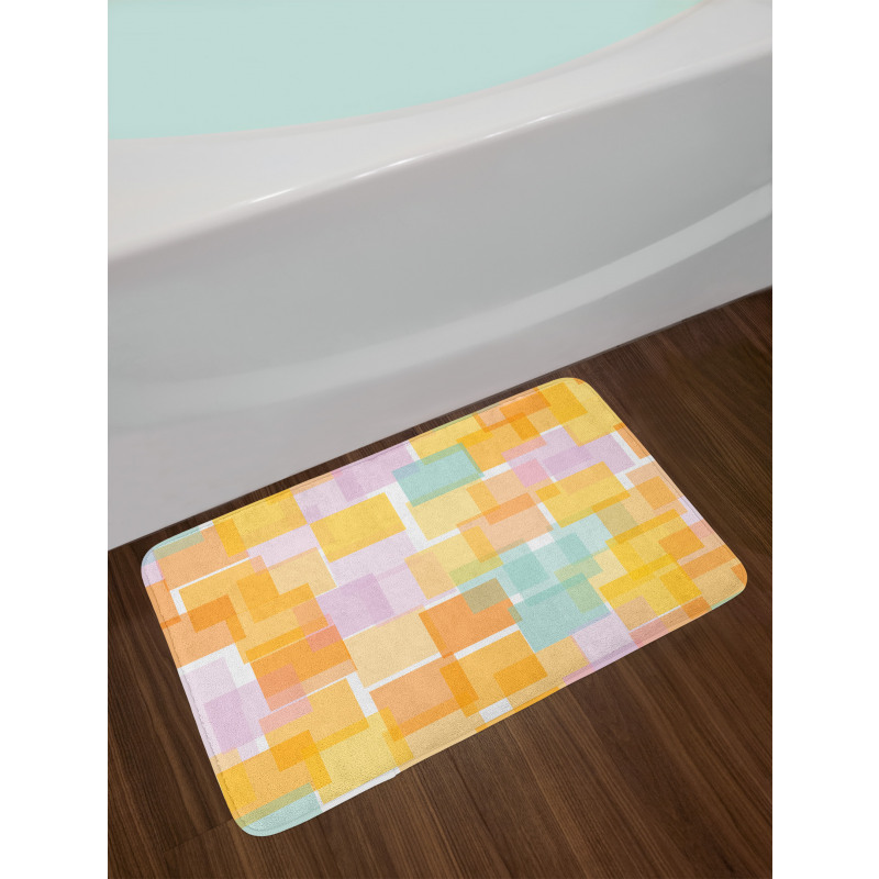 Geometric Random Squares Bath Mat