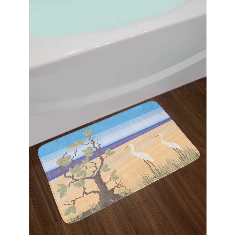 Birds on Beach Coastal Doodle Bath Mat