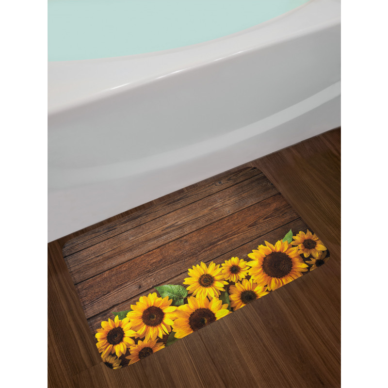 Autumn Sunflower Motif Bath Mat