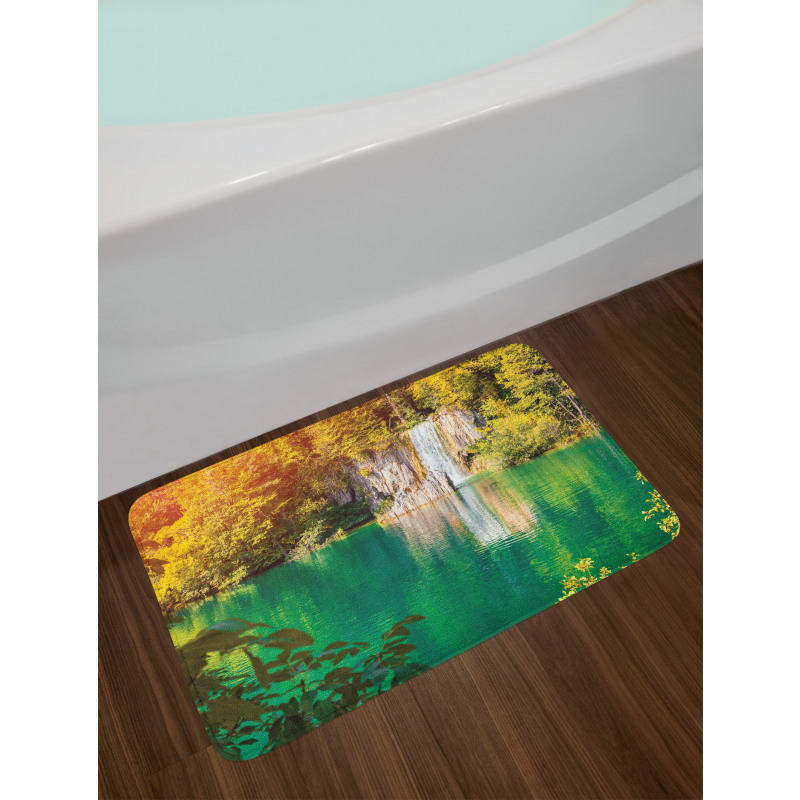 Colorful Forest and Lake Bath Mat