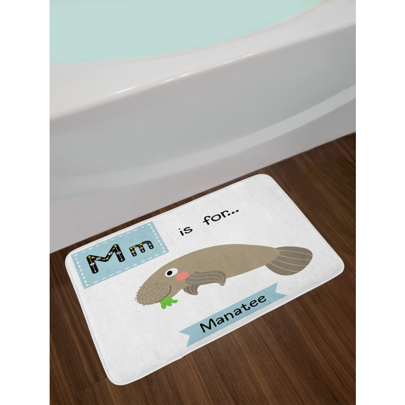 Letter M and Animal Cartoon Bath Mat