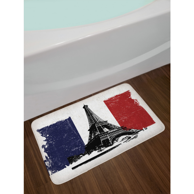 Grunge Flag Eiffel Tower Bath Mat