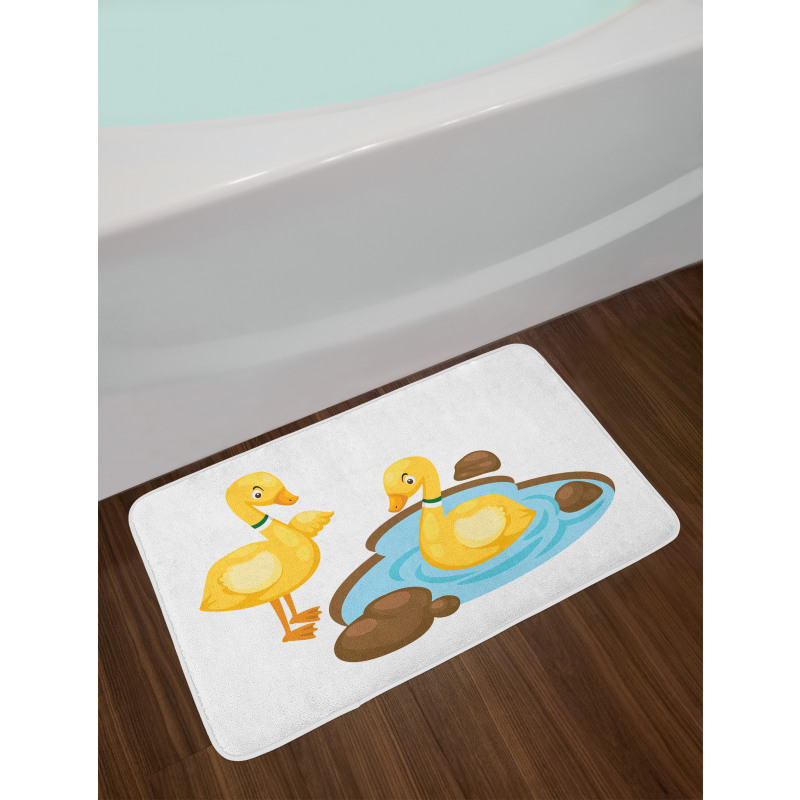 Funny Cartoon Style Animals Bath Mat