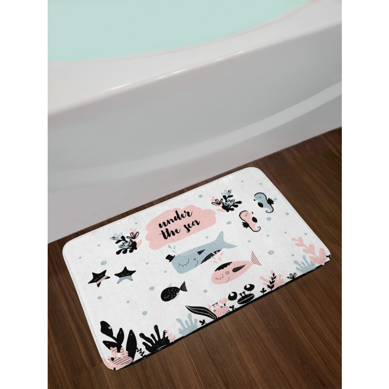 Under the Sea Fauna Cartoon Bath Mat