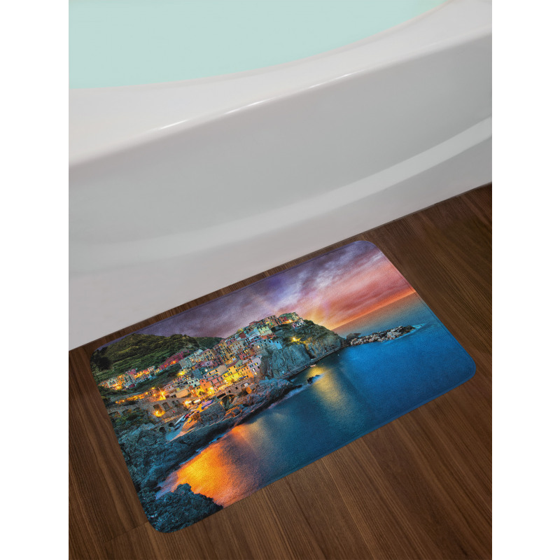 Night View Coast Village Bath Mat