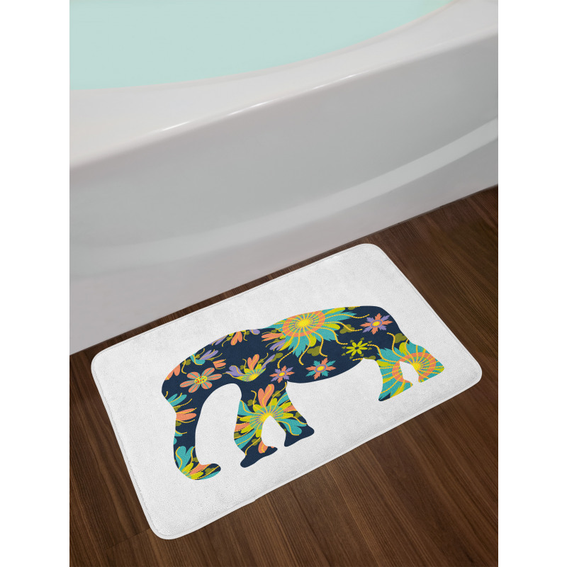 Oriental Floral Elephant Bath Mat