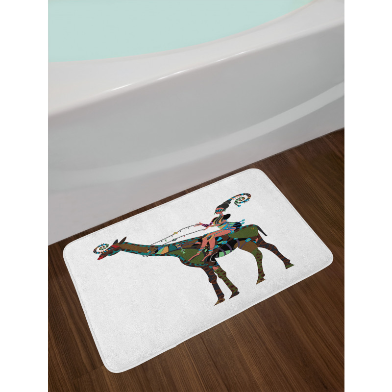 Girl Riding Giraffe Bath Mat