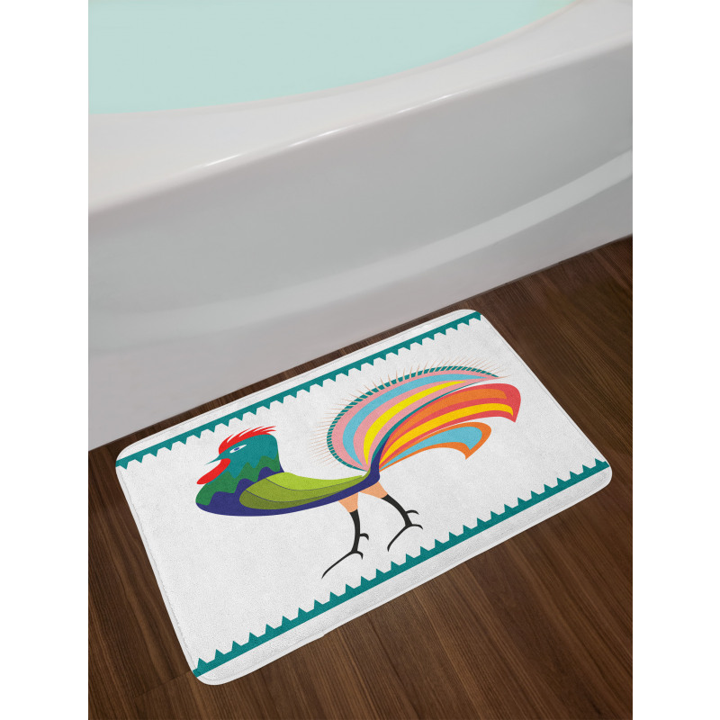 Vivid Polish Rooster Motif Bath Mat