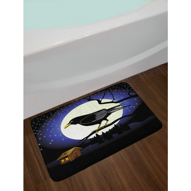 Full Moon Night Bird Bath Mat