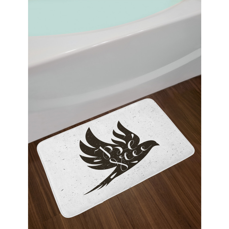 Be Free Text on Flying Bird Bath Mat