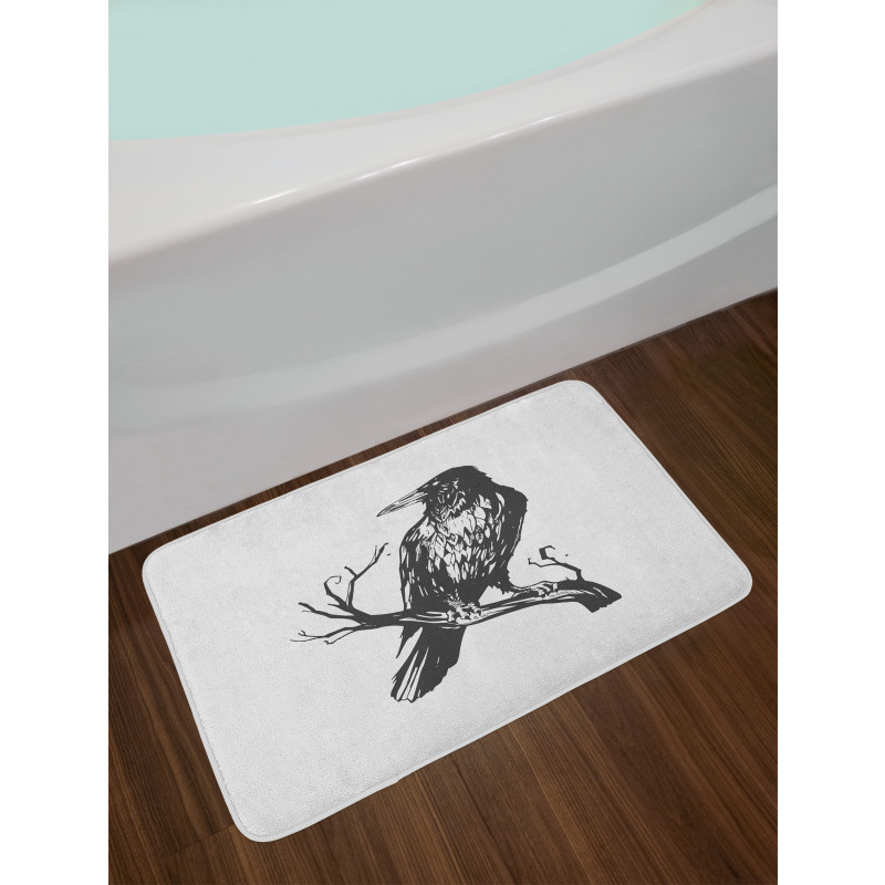 Bird on Bare Branch Art Bath Mat