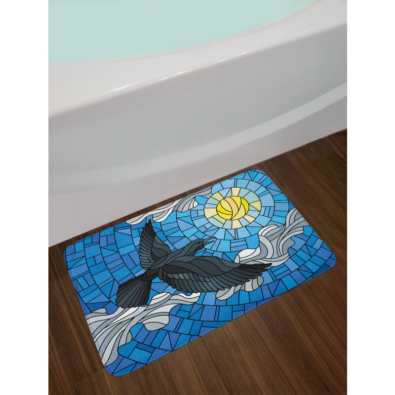 Stained Glass Bird Sky Bath Mat