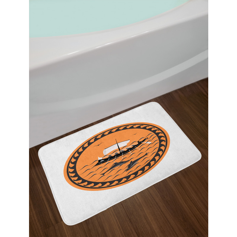 Greek Ship on Waves Bath Mat