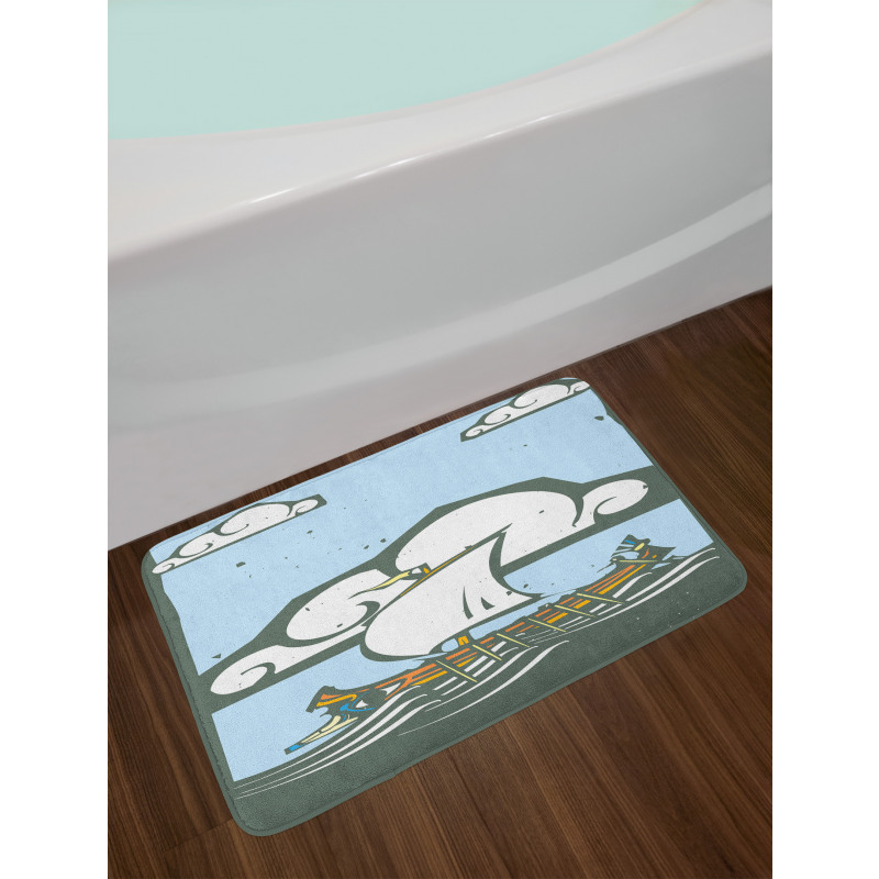 Greek Galley with Oars Sail Bath Mat