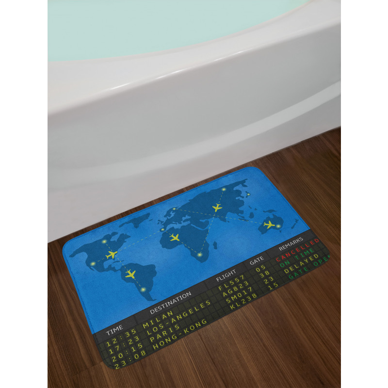 Departure Board World Map Bath Mat