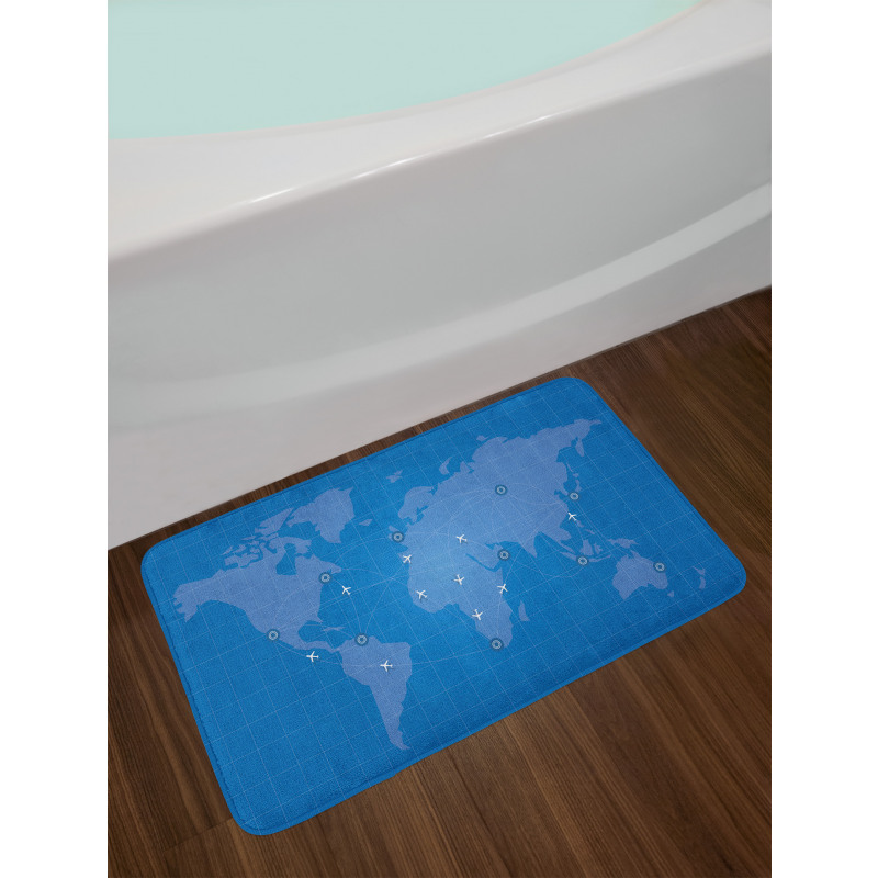 Flight Routes on World Map Bath Mat