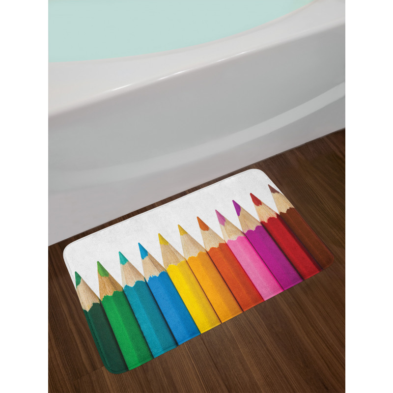 Colorful Pencils Macro Photo Bath Mat