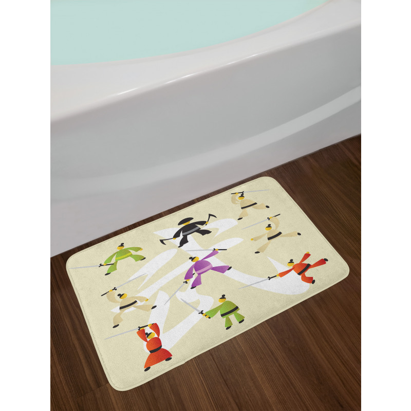 Japanese Martial Art Icons Bath Mat