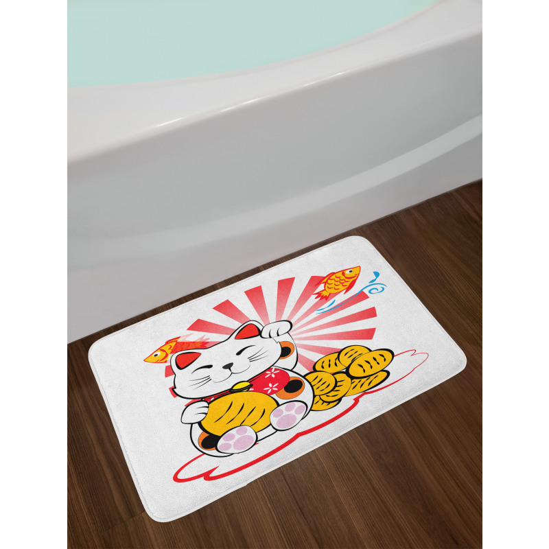 Fishbones Lucky Cat Bath Mat