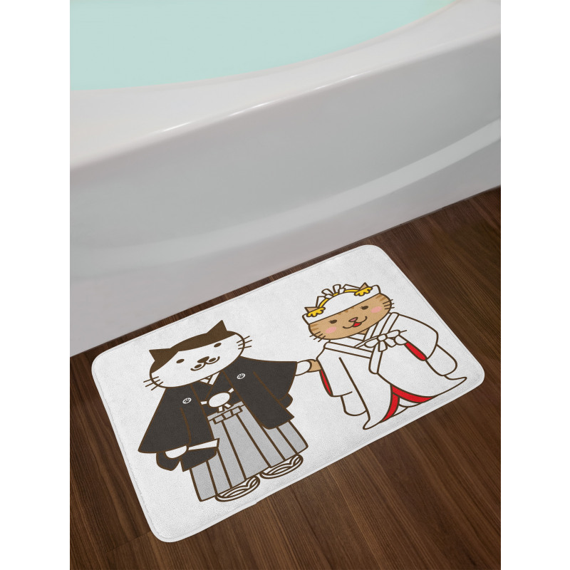 Bride and Groom Cats Bath Mat