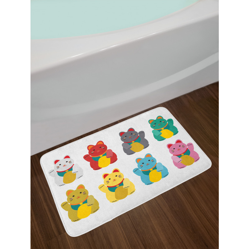 Colorful Maneki Neko Bath Mat