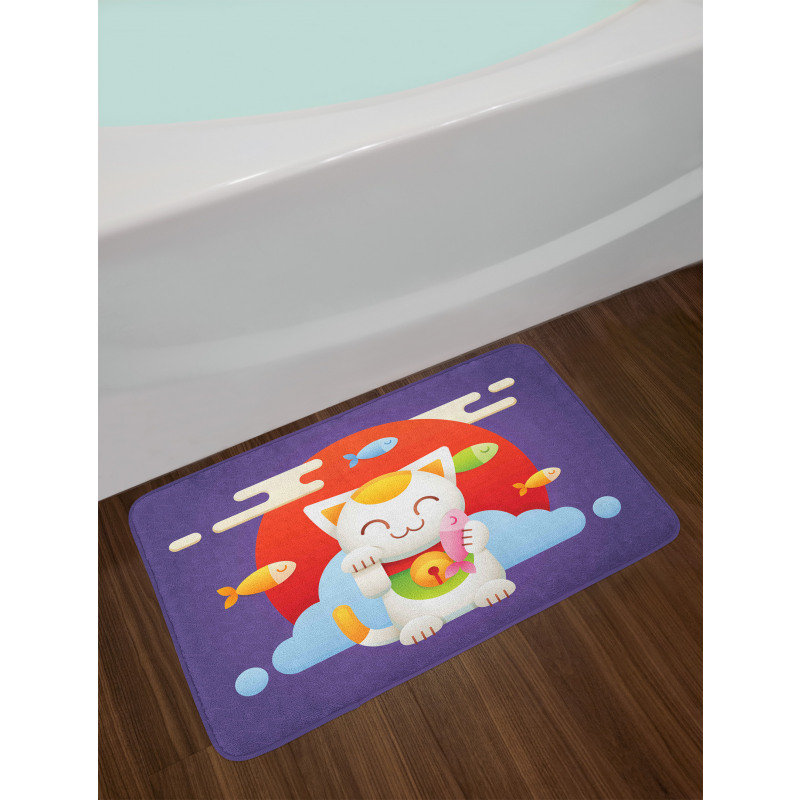 Maneki Neko Coins Fish Bath Mat