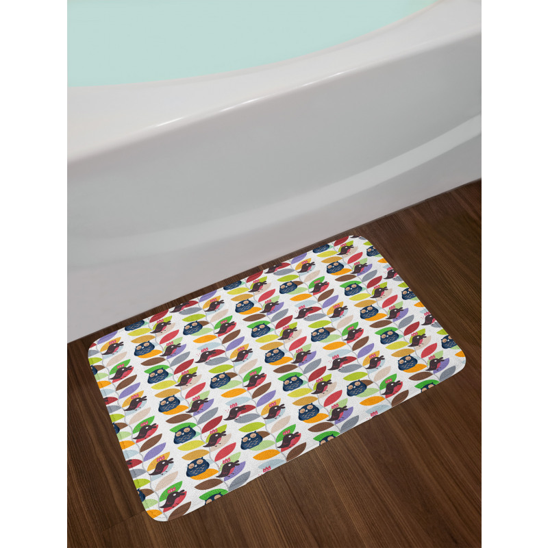 Abstract Vivid Birds Bath Mat