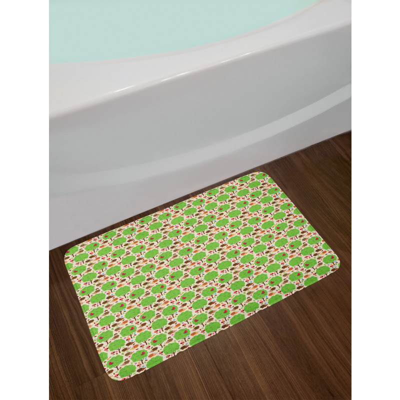 Hedgehogs and Trees Bath Mat