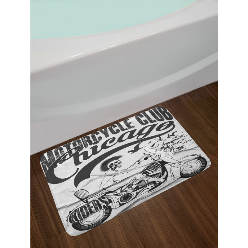 Crazy Skeleton Rider Design Bath Mat