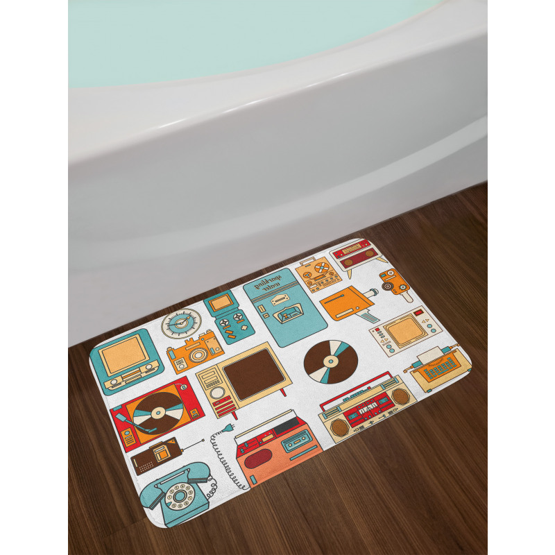 Vintage Electronics Art Bath Mat