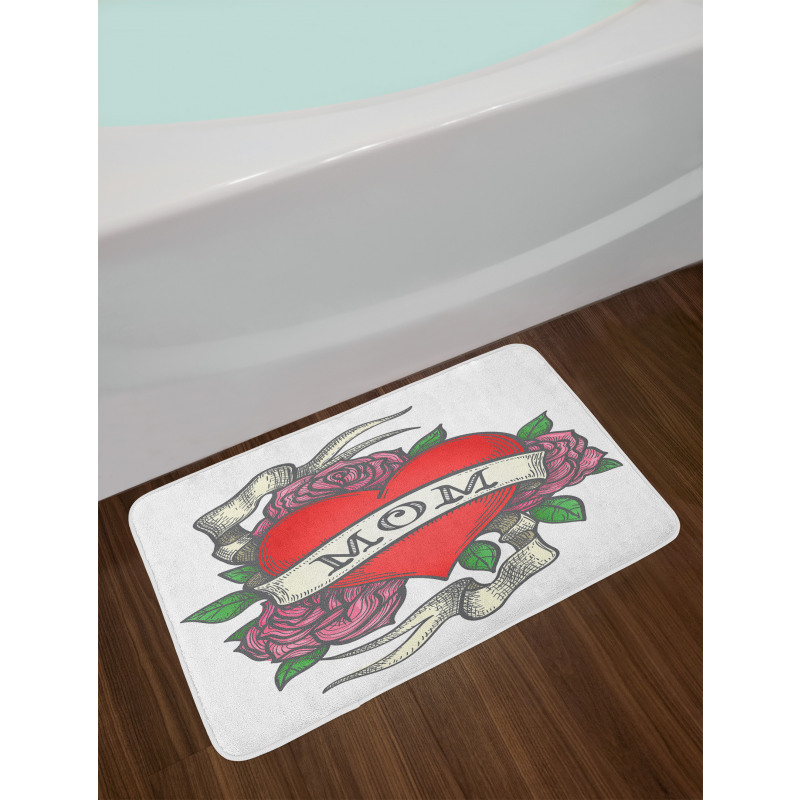 Heart with Roses and Mom Bath Mat