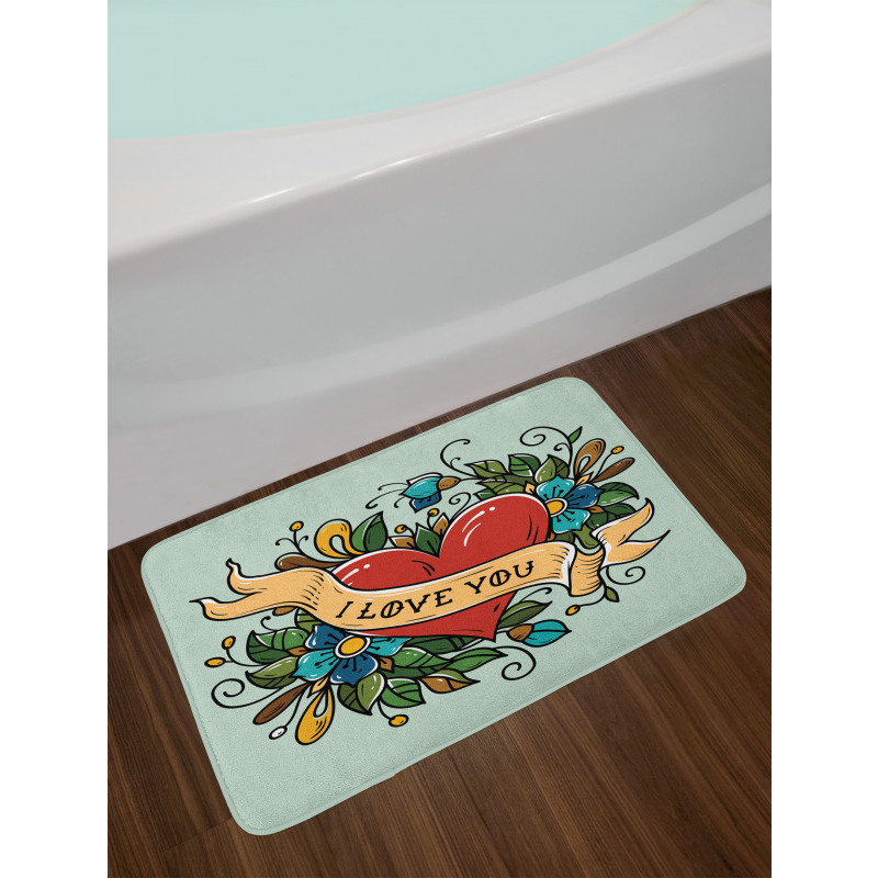 I Love You Ribbon Heart Bath Mat