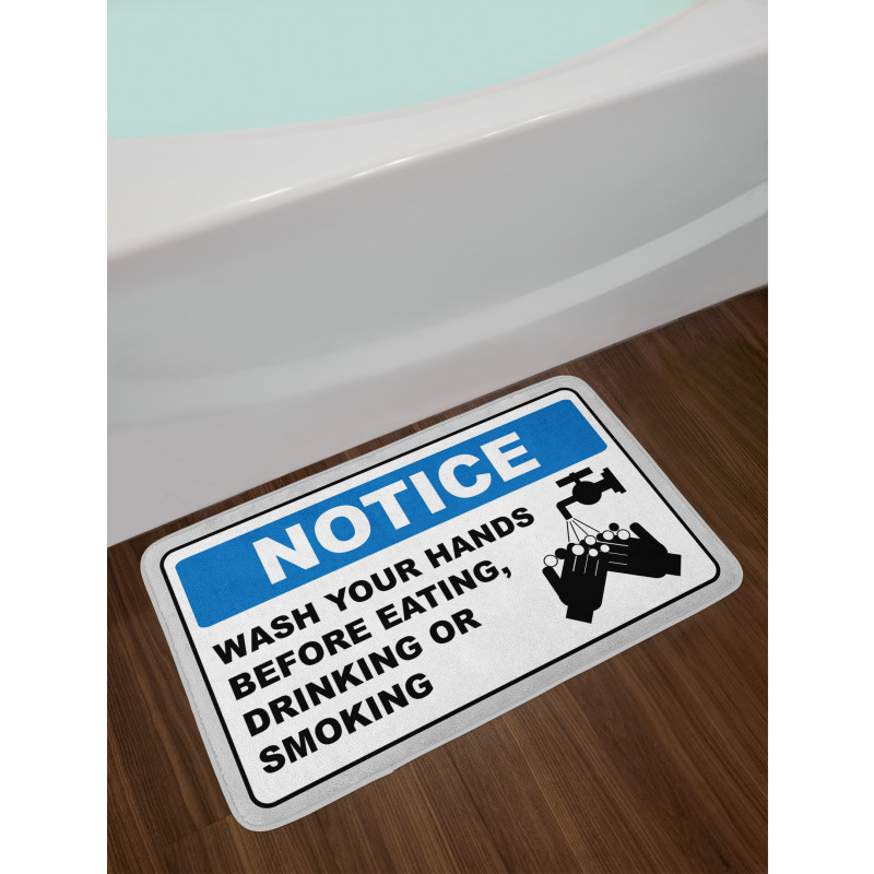 Notice Wash Hands Bath Mat