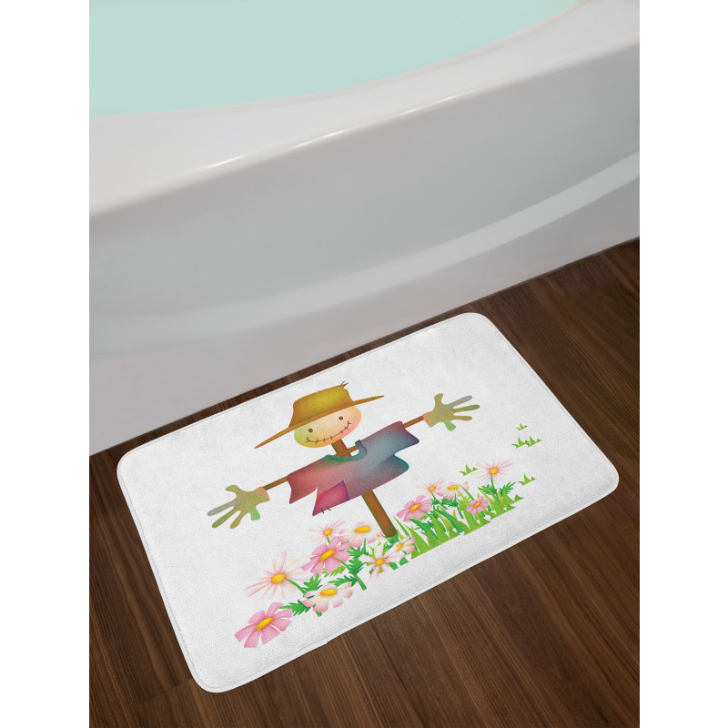 Smiling in Flowers Bath Mat