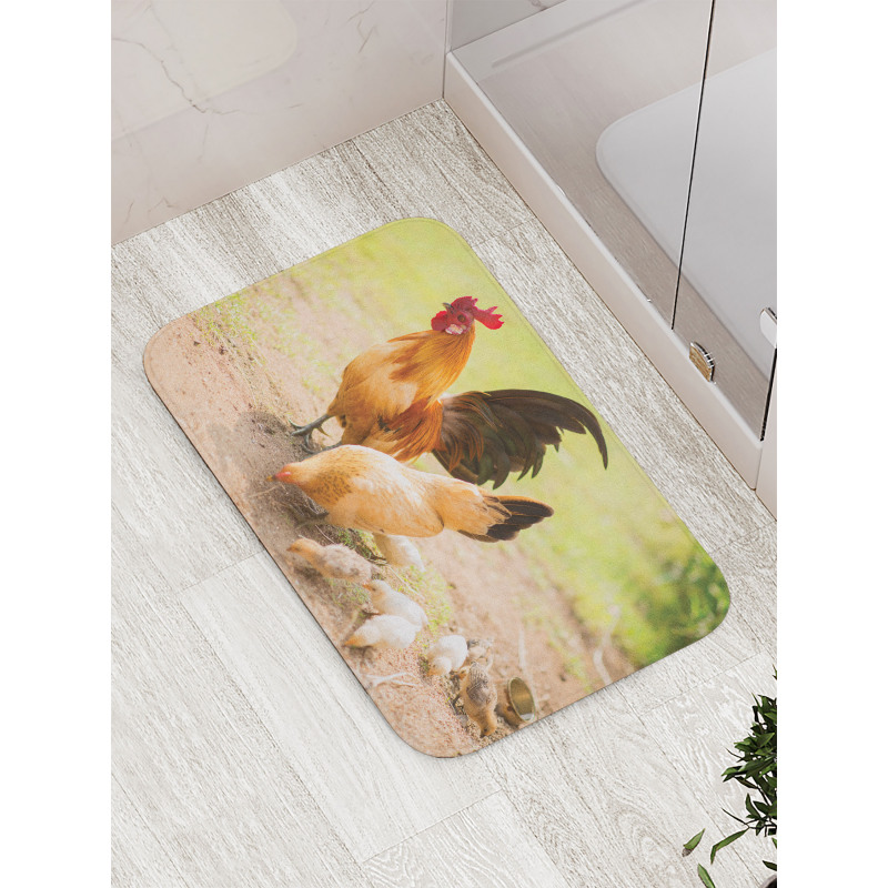 Chicken Family Photo Bath Mat