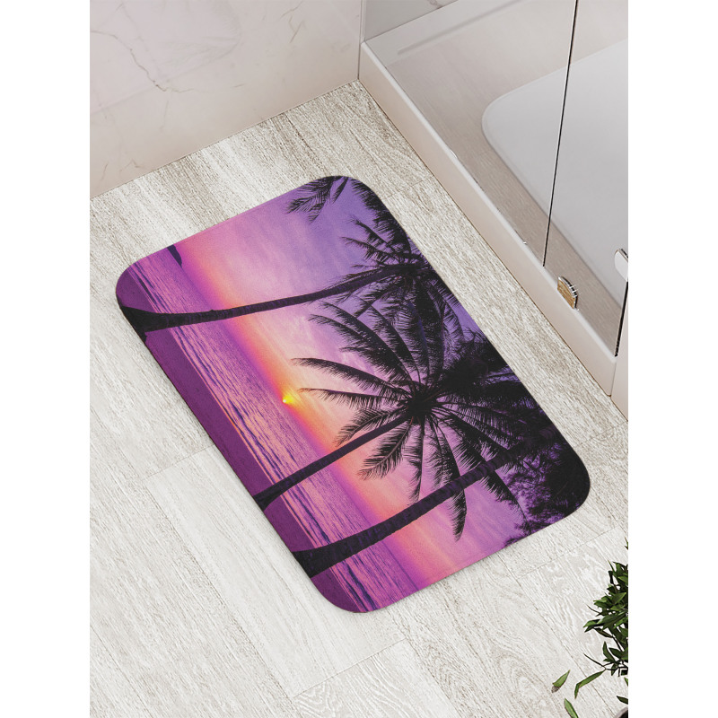 Palms Silhouette Purple Bath Mat