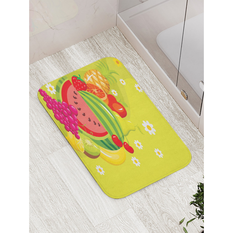 Cartoon Natural Food Daisies Bath Mat