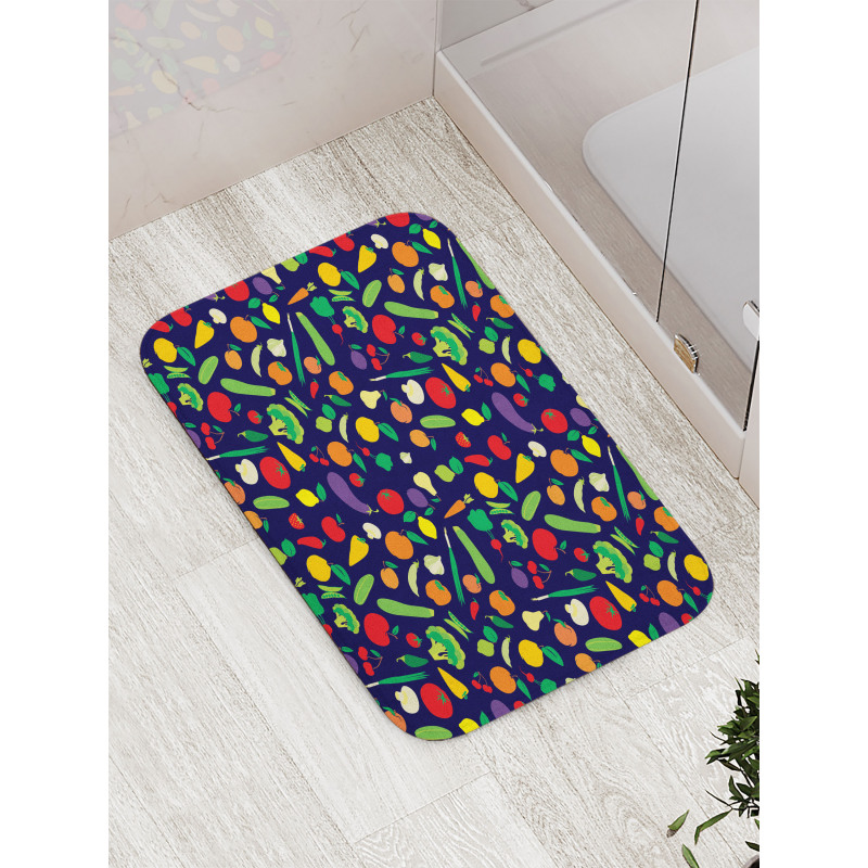 Vegetables and Fruits Cartoon Bath Mat