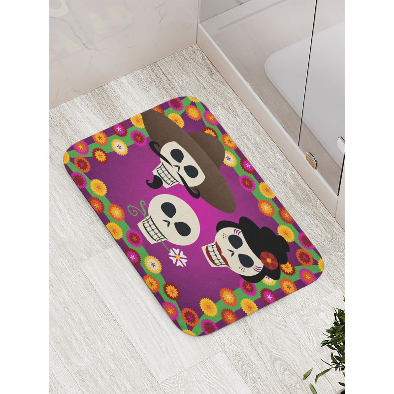 Folk Sugar Skulls Bath Mat