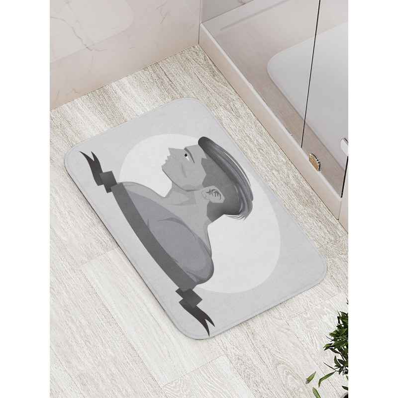 Greyscale Beardless Boy Bath Mat